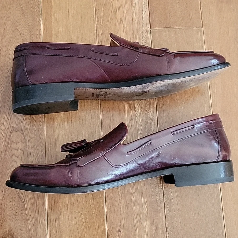 Johnston and Murphy Cellini Italian‎ Leather Tassel Loafers Reddish Brown 10.5